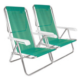 Reposera Sillón Playa X 2 Camping 8 Pos. Aluminio Mor Ct