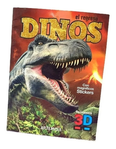 Colección Dinos Libros 3d Con Stickers Y Lentes A Color 