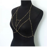 Body Chain, Corrente De Corpo, Sexy, Luxo, Verão Regata Cor Dourado Regata