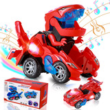 Carrito De Juguete Transformable En Dinosaurio Color Rojo