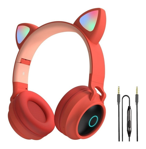 Auriculares Bluetooth Inalámbricos Orejas Gato Luz Led 