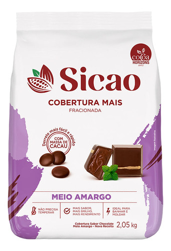 Cobertura Mais Sabor Chocolate Meio Amargo Fracionado - Gota