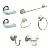 Set De Accesorios 7 Piezas De Baño Cromado Metalico Calidad