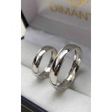 Anillos De Boda Oro Blanco 10k Par 4mm Estuche Y Grabado