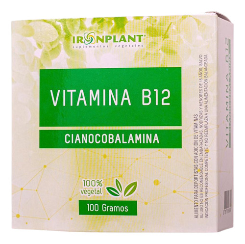Vitamina B12 Cianocobalamina Ironplant Suplemento Vegano 