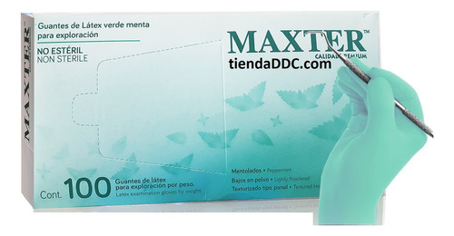 Guantes Mentolados De Látex Maxter Con Menta Color Verde Claro Talla Grande