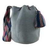 Mochila Wayuu Unicolor Lisa Gris Original