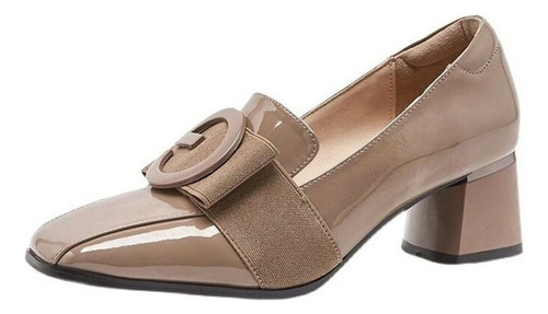 Zapatos Mujer Piel Cuadrados Suela Blanda