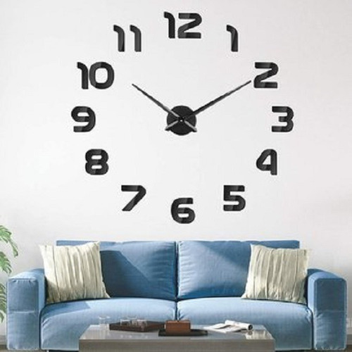 Reloj Para Pared 3d Grande Negro Gran Diseño Moderno