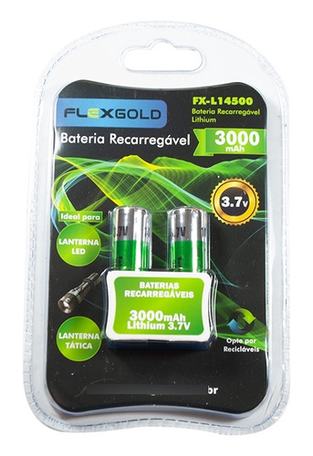 Kit C/ 2 Baterias Recarregável 14500 3000 Mah Para Lanterna