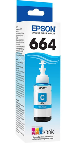  Tinta Epson Original Cyan  664 L210 L220 L355 L365 L565