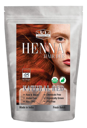 Tinte Organico Natural Para El Cabello Con Henna Roja  Henn