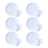 Kit 6 Xícaras De Café C/ Pires 70ml Porcelana Branca Schmidt