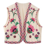 Chaqueta Estilo Resort Con Cintura Abierta Y Bordado Floral