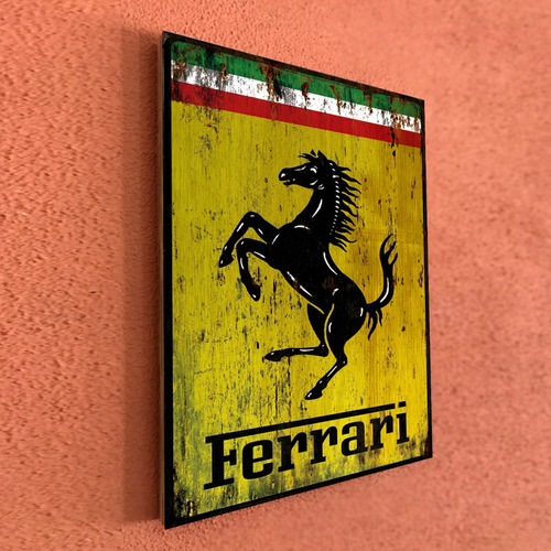 Cuadro Cartel Vintage Autos Ferrari Madera Fenolico