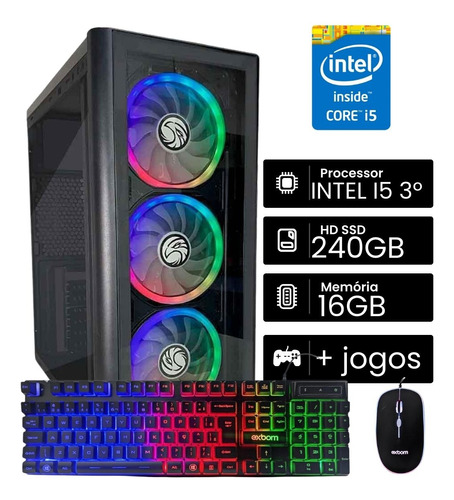 Pc Barato Gamer Core I5 Ddr3 16gb Ssd 240gb Kit Mobilador