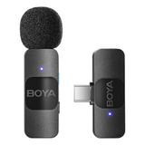 Sistema Microfone Lapela Boya By-v10 Usb C Android Ios Preto