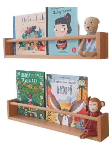 2 Repisas Madera Montessori Niños Bebes Librero Cuarto 60 Cm