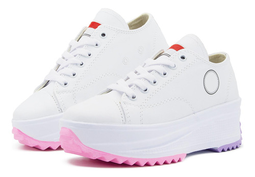 Tenis Chunky Plataforma Textil Mujer Moda Ligeros Blanco