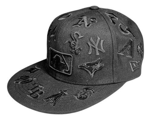 Gorra Todos Logos All Triple Black Mlb Cerrada Plana En Caja | Envío gratis