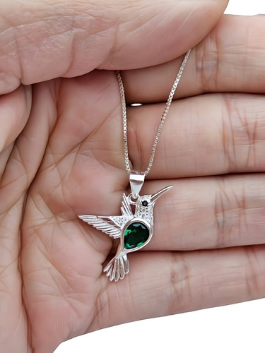 Conjunto Cadena Con Dije Colibri Cubic Plata 925