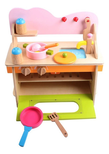  Set De Cocina Para Ñiños Juguete Madera Cocinilla Artidix