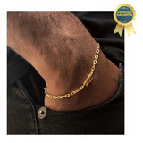 Pulseira Masculina Moeda Antiga Banhada A Ouro 18k  3mm Comprimento 20 Cm Diâmetro 3 Cm