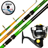 Combo Pesca Mar Waterdog Caña Huracan 3.90 M + Reel + Tanza