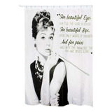 Cortina De Baño Teflon Estampada Panel Audrew Cigarette Color Blanco/negro Audrey Cigar