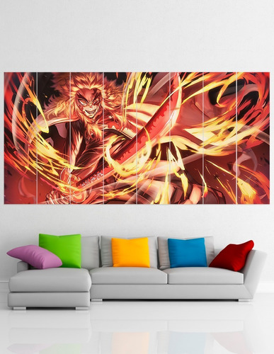 Cuadro Poliptico Kyojuro Rengoku Demon Slayer Xxl 192x100cm