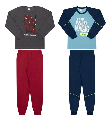 Kit 2 Conjunto Infanto Juvenil Feminino Masculino Moletom