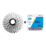 Cassete Sunrace 8v 11-28 K7 Freehub + Corrente Kmc 8v Z8.3