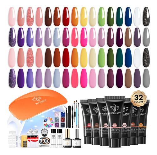 Modelones Kit De Unas De Gel De Extension De Polietileno, 32