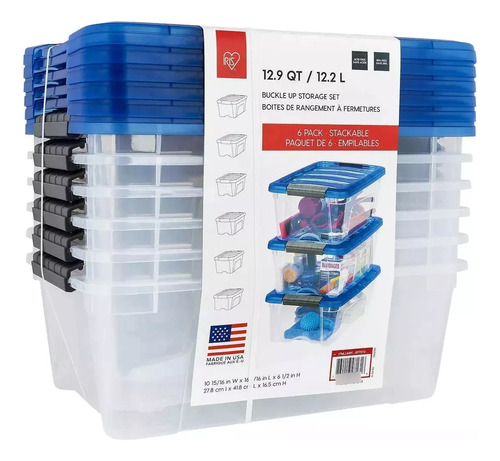 6 Cajas Organizadoras Almacenamiento Plástico Apilable 12.2l