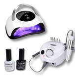 Combo Cabina Uv Uñas 120w + Torno 30000 Rpm +base Y Top Coat