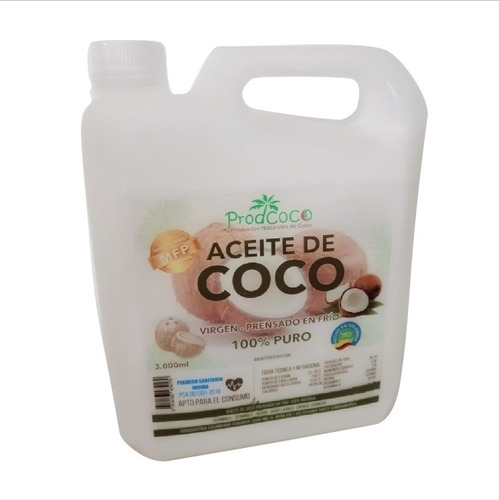 En Oferta Aceite De Coco Galon 3 Litros 100% Natural Y Puro