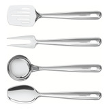 Juego Set Utensillos De Cocina X4 Pz Tramontina Acero Inox