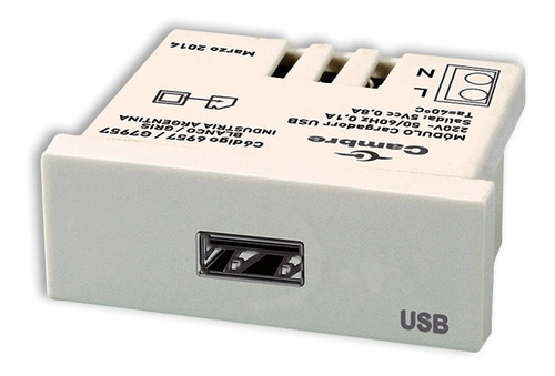 Modulo Cargador Usb Pared 220v Blanco Cambre