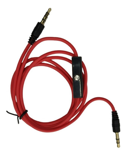 Cable Auxiliar C/ Microfono Incorporado Plug 3,5mm Rojo