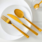 Jogo De Talheres Inox Dubai Gold 24 Peças La Cuisine Luxo Cor Dourado Gold