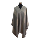 Poncho Listado Unisex 100% Lana - Largo - Beige