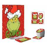 4 Unids/kit Cortinas De Baño Decoración Navideña Grinch