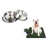 Kit X2 Bebedero 25 Cm Mas Bandeja Sanitaria Perros 3 Capas