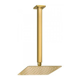 Ducha Chuveiro 20x20 De Teto Inox Com Braço 30 Cm Dourada Acabamento Brilhante Cor Dourado