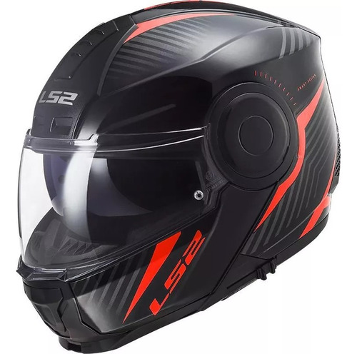 Casco Abatible Ls2 Scope Skid Negro Rojo Rider1