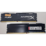 2 Memórias Kingston Hyperx Fury 8gb (2x4gb), 2400mhz, Ddr4