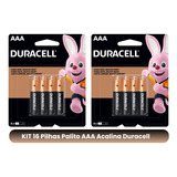 Pilha Duracell Palito Aaa Alcalina Original 16 Unidades 