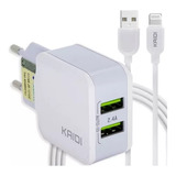 Carregador 2 Usb Fonte 2.4a 12w Compatível iPhone - Kd-556a