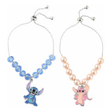 Hermosas Pulseras Stitch Y Ángel Pareja Dúo Ajustable Amor