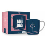 Caneca Cafe Porcelana Urban 300ml Amizade - Amigas Sempre Cor Azul